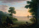 Classical Landscape with Figures and Animals Sunset